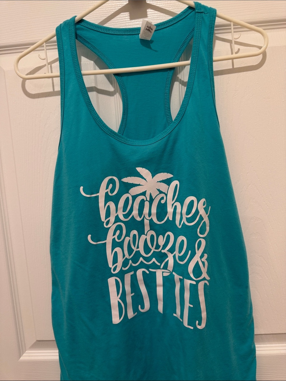 Teal Graphic Tank - 'Beaches Booze & Besties'